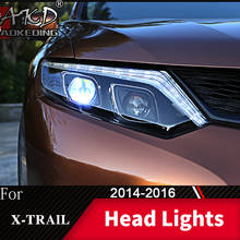 Передняя фара для автомобиля Nissan X-trail 2014-2016 Rouge головной светильник s туман светильник s дневные ходовые светильник DRL H7 светодиодный Bi ксеноновые лампы для вагонетки с противовесом 2024 - купить недорого