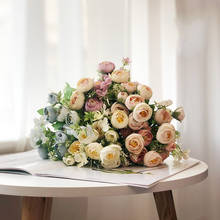 Flor artificial para casa e casamento, flor artificial para buquê decorativo de longo ramo, acessório de flor artificial para casamento 2024 - compre barato