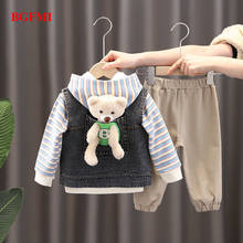 Spring Autumn Baby Boys Cotton Clothes Children Shirts Denim vest hoodies Pants 3Pcs/sets Outfit Kids Toddler Casual sets 2024 - buy cheap