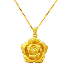 Simple 14K Gold Plated Pendant for Women's Wedding Engagement Jewelry Rose flower No Chain Slided Colgante de collar Gifts 2024 - buy cheap