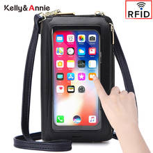 RFID Transparent Touchable Phone Bag Women Small Shoulder Crossbody Purses Pu Leather Female Clutch Wallet Ladies Handbag 2024 - buy cheap