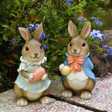 Pastoral Cute Rabbit Resin Accessories Home Livingroom TV Cabinet Furnishing Crafts Outdoor Garden Balcony Figurines Decoration 2024 - buy cheap