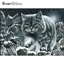 EverShine Diamond Embroidery Cat Mosaic Kits 5D DIY Diamond Painting Full Square Winter Cross Stitch Animal Picture Rhinestones 2024 - buy cheap