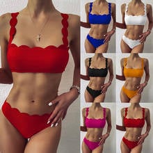 Conjunto de Bikini brasileño para mujer, traje de baño liso de 6 colores, ropa de playa de cintura baja para verano, 2020 2024 - compra barato