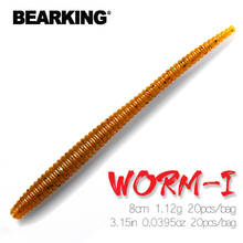 20pcs/bag BEARKING worm 8cm 1.12g Soft Lures Artificial Silicone Bass Pike Minnow Swimbait Jigging Plastic Baits 2024 - buy cheap