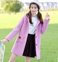Abrigo de princesa dulce lolita para mujer, abrigo de lana grueso estilo universitario coreano con capucha, de longitud media, a la moda, LXZL005 2024 - compra barato