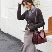 Split leather handbags cowhide fashion lychee pattern shoulder bag design women purse 01-SB-zpzmst 2024 - buy cheap