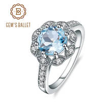 Женские кольца с натуральным голубым топазом, из серебра 925 пробы 2024 - купить недорого