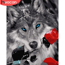 HUACAN DIY Pictures By Number Wolf Kits Hand Painted Paintings Art Painting By Numbers Animal Drawing On Canvas Gift Home Decor 2024 - buy cheap