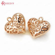 (D411)4 pieces 18x16mm 24K Champagne Gold Color Plated Brass Heart Charms Pendants High Quality Diy Jewelry Accessories 2024 - buy cheap