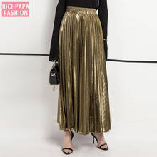 Abaya Muslim Women Turkey Pleated Skirt High Waist Musulman Long Islamic Skirts Jupe Musulmane Femme 2024 - buy cheap
