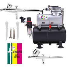 OPHIR 2-Dual Action Airbrush Kit with Air Tank Compressor for Nail Art Makeup Cosmetic Body Paint Air Brush Gun_AC090+004A+073 2024 - buy cheap