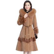 Abrigo de piel de oveja para mujer, chaqueta con capucha de piel de zorro, parkas de talla grande, mediano y largo, invierno, 2020 2024 - compra barato