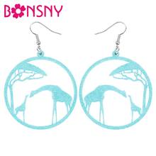 Bonsny Acrylic Round Hollow Anime Tree Giraffe Earrings Drop Dangle Jewelry For Women Girls Teen Charm Decoration Gift Accessory 2024 - buy cheap