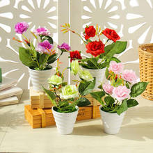 1 Uds. Flores artificiales escritorio decoración de bonsái flores de seda rosas artificiales para boda hogar jardín Mini bonsái Decoración 2024 - compra barato