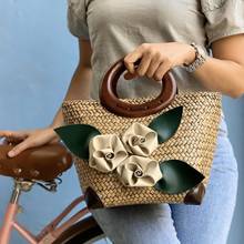 NEW Straw Handbag Women Tote Bags 2021 Hand-woven Straw Bag Fashion Large Shopping Summer Travel Beach Bags With Flower Purses 2024 - buy cheap
