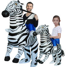 Disfraz de cebra inflable para niños y adultos, disfraz de Animal para montar a caballo, disfraces de actuación de Mascota para Navidad 2024 - compra barato