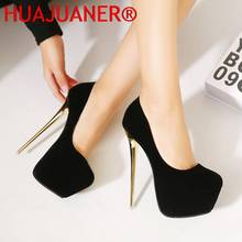 Plus Size 41 42 43 44 45 Sexy Pumps Wedding Women Fetish Shoes High Heel Stripper Flock Pumps 16 cm Women's Heel Zapatos Mujer 2024 - buy cheap