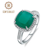 Женское кольцо из серебра 925 пробы с натуральным зелёным агатом 2022 - купить недорого