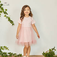 Dky18118 dave bella verão da menina 5y-13y moda arco vestido de malha crianças doce vestido infantil lolita roupas 2024 - compre barato