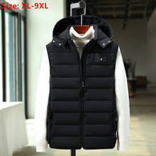 Men Waistcoat Winter Cotton-Padded Sleeveless Hoodie Loose Straight Male Jacket Warm Black Camo Plus Size 6XL 7XL 8XL 9XL Vests 2024 - buy cheap