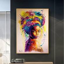 Cartazes de parede femininos africanos, poster abstrato com impressão em tela, pintura a óleo para meninas, imagem escandinavo para sala de estar 2024 - compre barato