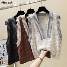 Sweater Vest Women Vintage Preppy Style Korean Fashion Streetwear All-match Fall Harajuku Crop Tops Casual Simple Daily Loose 2024 - buy cheap