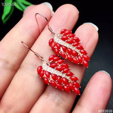 KJJEAXCMY fine jewelry 925 sterling silver inlaid natural red coral earrings fashion girl new eardrop support test 2024 - buy cheap