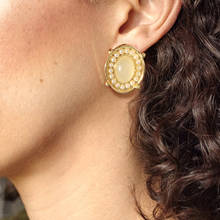 Dvacaman 2021 New Summer Trendy Colorful Transparent Resin Oval Stud Earrings Women Vintage cz Pearls Geometric Earrings Jewelry 2024 - buy cheap