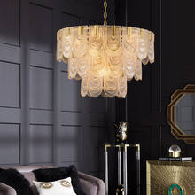 Candelabro de cristal de cobre americano, lámpara de techo retro posmoderna para sala de estar, comedor y dormitorio 2024 - compra barato