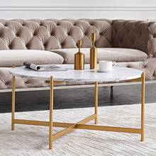 Mesa de café sofá mesa de canto sala de estar padrão mármore pequena mesa redonda mesas laterais nordic luz luxo móveis 36 Polegada 2024 - compre barato