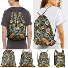 William Morris Collection Detail 1019 Men Outdoor Travel Gym Bag Waterproof Drawstring Backpack Women Fitness Swimming Bag 2024 - buy cheap