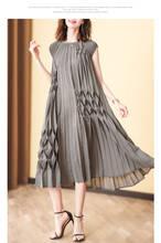 HOT SELLING  Big plait fold loose dress with short sleeves solid Hand pleats dress  IN STOCK 2024 - buy cheap