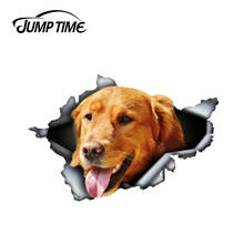 Jump Time-calcomanía de vinilo para ventana de coche, pegatina con diseño 3D de Golden Retriever de 13cm x 8,8 cm, para ordenador portátil, parachoques, Animal 2024 - compra barato