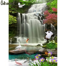 5D DIY diamond painting Waterfall scenery diamond embroidery sale crystal beads birds carp lotus full rhinestone Diamond Mosaic 2024 - buy cheap