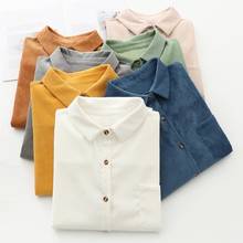 New Spring Autumn Long Sleeve Turn Down Collar Women Blouse Ladies Loose Shirts Women Tops And Blouses Plus Size Corduroy Shirt 2024 - buy cheap