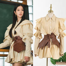 Kpop Seo Yea Ji, такой же летний модный новый дизайн, Сексуальное Тонкое Платье, женское однобортное мини-платье с отворотом и высокой талией 2024 - купить недорого