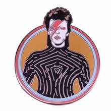 Vintage David Bowie Enamel Pin ziggy lightning Pin for 80s Music Fans 2024 - buy cheap