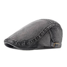 New Washed Denim Newsboy Hat Retro Cabbie Ivy Flat Cap Patchwork Newsboy Caps Casual Old Men Cotton Berets 2024 - buy cheap