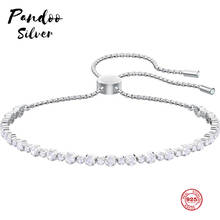 PANDOO Fashion Charm Pure 925 Silver Original 1:1 Copy, Subtle Elegant Simple Wild Bracelet Female Luxury Jewelry Gifts 2024 - buy cheap