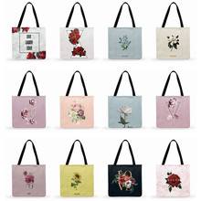 Women Casual Tote Ladies Shoulder Bag Elegant Floral Print Tote Bag For Women Handbags Foldable Shopping Bag Outdoor Beach Bags 2024 - buy cheap