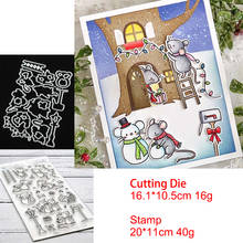 Natal mouse party metal corte dados e selos estêncil para diy scrapbooking álbum de fotos gravação cartão de papel diy 2024 - compre barato
