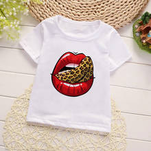 Girl Clothes New Shelves Girls Tops Round Neck T Shirt Boys Cute Leopard Print Mouth Kawaii Kids Tshirt 24M 3T 4T 5T 6T 7T 8T 9T 2024 - buy cheap