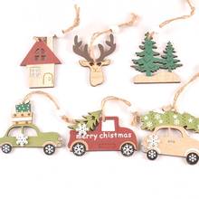 Patrón de coche/árbol, adornos de Navidad de madera, colgantes de árbol, decoraciones DIY para el hogar, regalo de Año Nuevo mt2539 2024 - compra barato