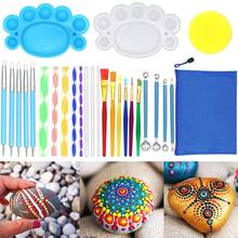 Kit de ferramentas de decoração de mandala, pincel, bandeja para pintura de pedras, desenho e elaboração de arte 2024 - compre barato