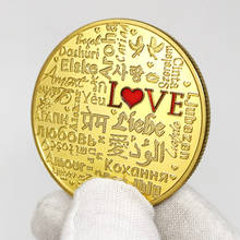 I Love You Words of Love Gold Commemorative Coins  Valentine's Day Marriage Wedding Souvenir Gifts 2024 - buy cheap
