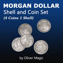 Morgan Dollar Shell and Coin Set (4 Coins 1 Shell) by Oliver Magic Gimmick Close up Magic Props Coin Magic Magician Illusions 2024 - buy cheap