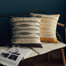 DUNXDECO наволочка для подушки, декоративная подушка-тафтинг, чехол, современный, простой, желтый, черный, геометрический, художественный, для дивана, стула, постельные принадлежности, Coussin 2024 - купить недорого