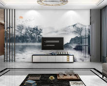 beibehang Customized modern minimalist new Chinese ink landscape TV background decorative painting papel de parede wallpaper 2024 - buy cheap