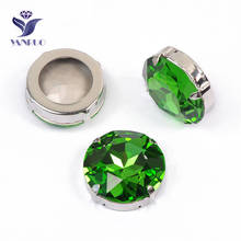 YANRUO 1201 27mm Peridot Round Fancy Stones Silver And Gold Claw Setting Point Back Strass Crystal Rhinestones For Dresses 2024 - buy cheap